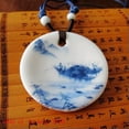 thumbnail image 3 of K-KED Women's Ethnic Blue and White Porcelain Necklace Pendant Sweater Chain-04, 3 of 6