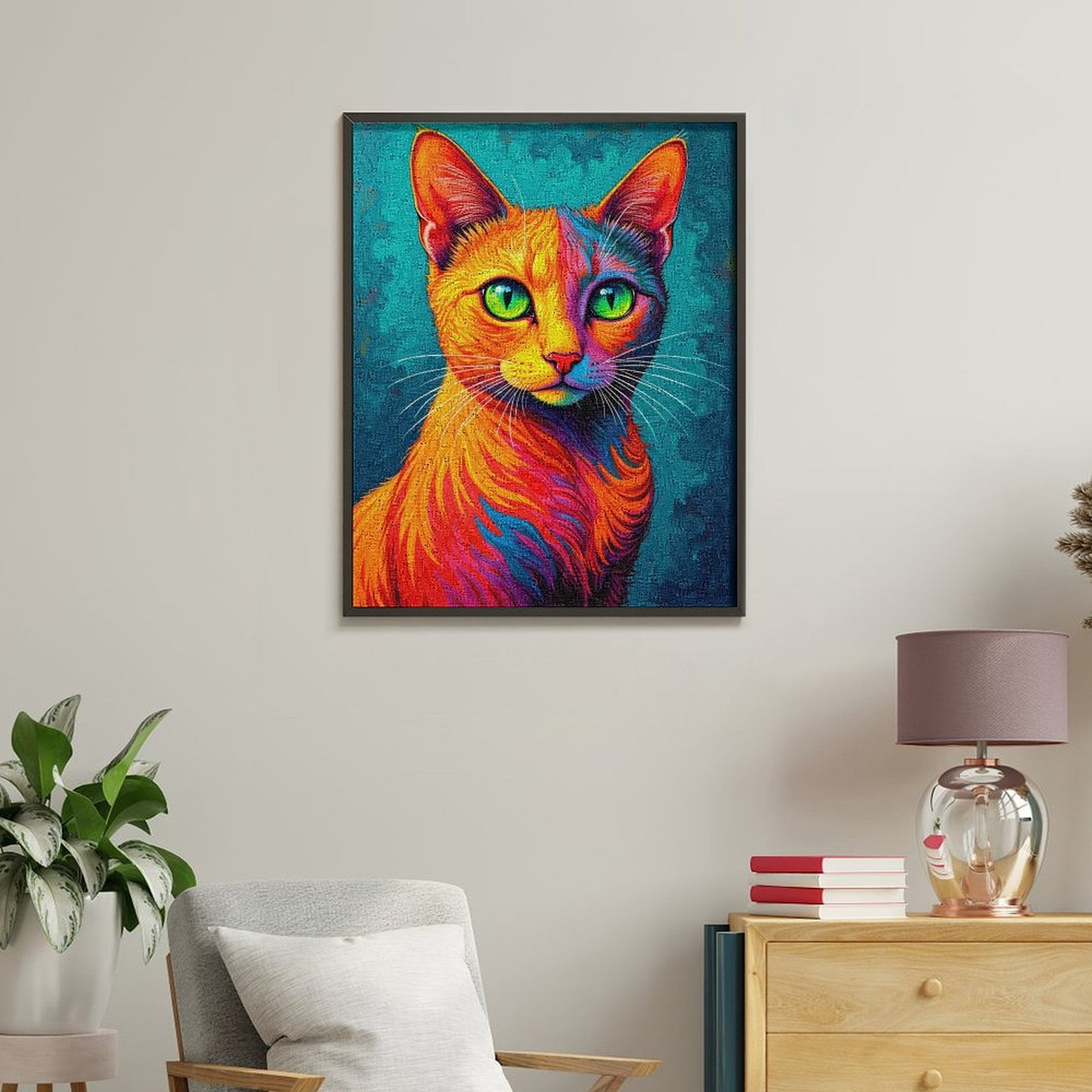 Paint By Numbers Kit for Adults Beginner - DIY Colorful Vibrant Cat Portrait Art Canvas Painting Kits for Adults, Frameless Paint By Number for Adults for Home Wall Decor 16x20 Inch