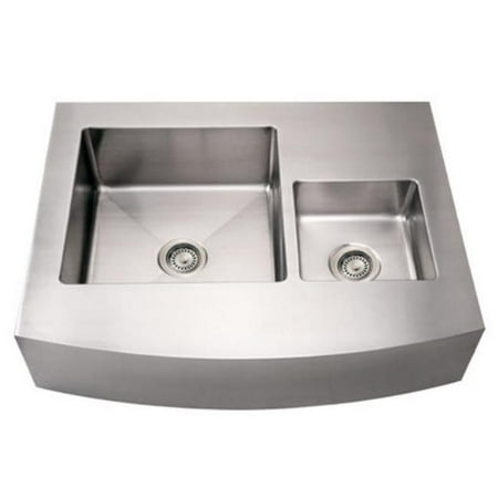 

Whitehaus Collection Alfi Trade WHNCMDAP3629 36 in. Noahs Collection commercial double bowl sink with an arched front apron- Brushed Stainless Steel