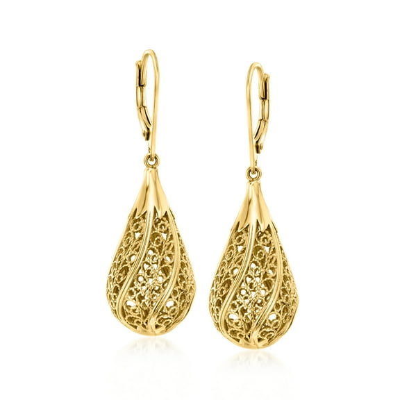 Ross-Simons 18kt Gold Over Sterling Filigree Teardrop Earrings, Women's, Adult