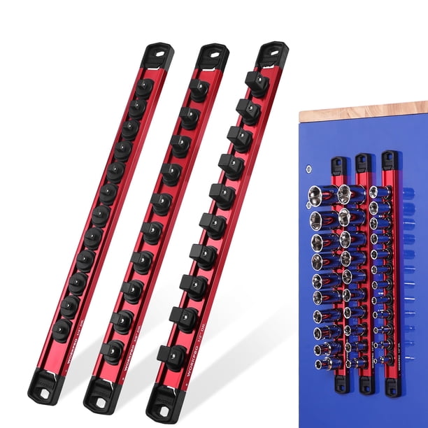 Organizador de enchufes WORKPRO, juego magnético de aleación de aluminio de 3 piezas