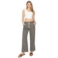 thumbnail image 4 of Cali1850 Women's Casual Relaxed Fit 29" Inseam Drawstring High Rise Smocked Linen Pants For Lounge And Beach Wear, 4 of 7