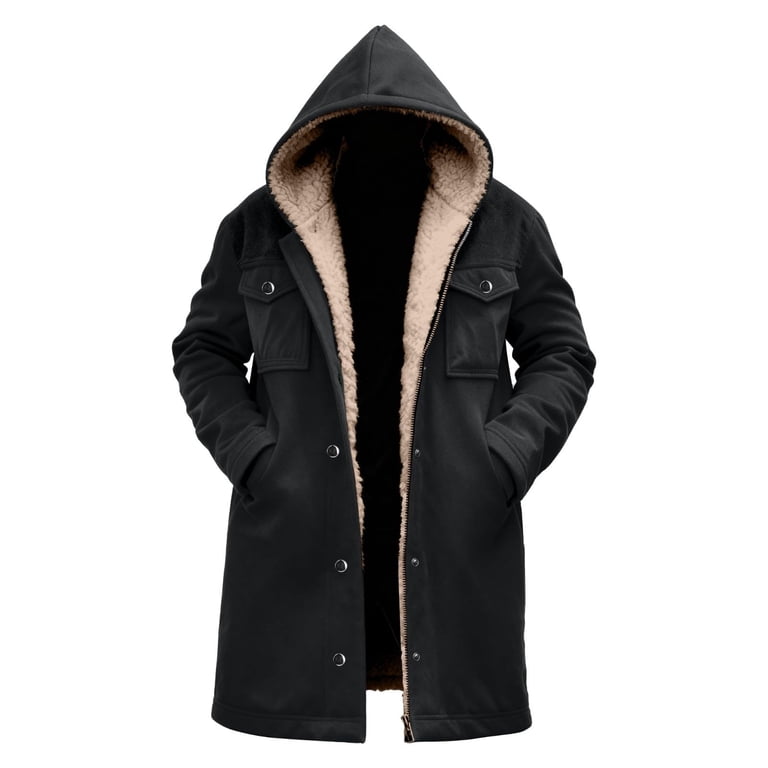 Zedker Trench Coat for Men Western Cowboy Vintage Suede Jacket