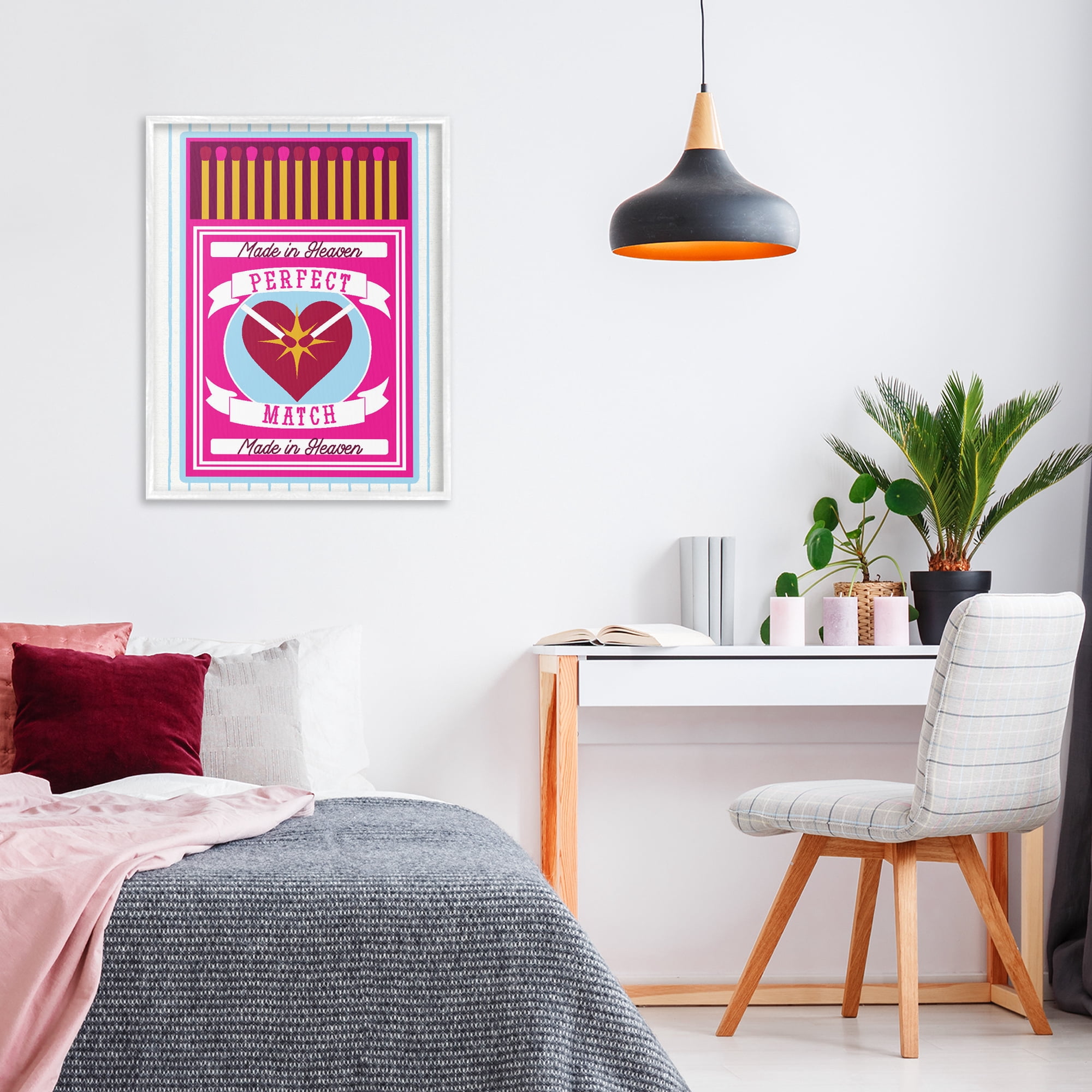 Stupell Industries Perfect Match Made In Heaven White Framed Giclee Art, design by Lil' Rue