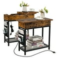 thumbnail image 1 of Gymax 2PCS End Table Charging Station Industrial Nightstand Flip Top Side Pocket USB, 1 of 10