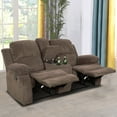 thumbnail image 3 of 2 Piece Flannelette Mannual Reclining Living Room Set Brown (Sofa & Loveseat), 3 of 4