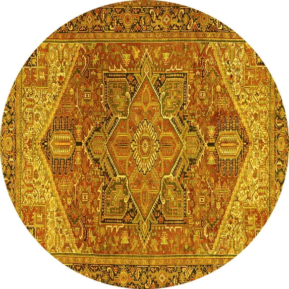 Ahgly Company Indoor Round Persian Yellow Traditional Area Rugs, 8' Round