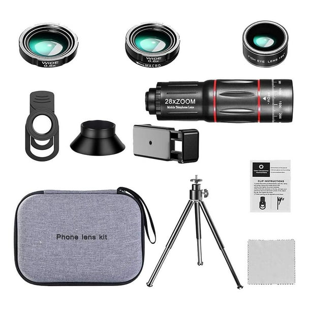 Kit de Lentes de Cámara para Teléfono Perfecl Teleobjetivo Universal 28x Lente 0.6X Lente 20X 198 degree