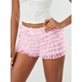 thumbnail image 5 of Rdhnmea Women's Summer Ruffled Frilly Shorts, Multi-Layer Mesh Short Pants, 5 of 9