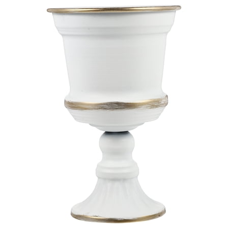 White Metal Flower Vase for Wedding Centerpiece, Decorative Planter Urn for Artificial Flowers, Elegant Table Decor for Home and Events