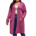 thumbnail image 2 of Winter Clearance!Brilliant Jackets for Women Plus Size No Hood Women's Oversized Open Front Hooded Draped Pockets Cardigan Coat Pink XL, 2 of 6