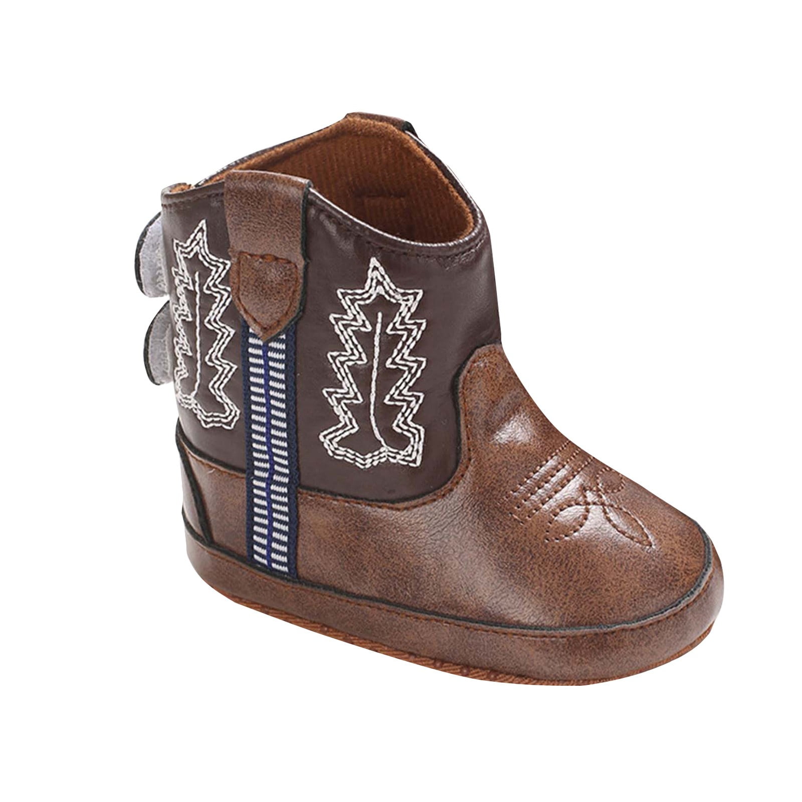 Povozer Baby Boys Girls Western Cowboy Boots Infant Booties Toddler Soft Sole(Coffee,6-12M)