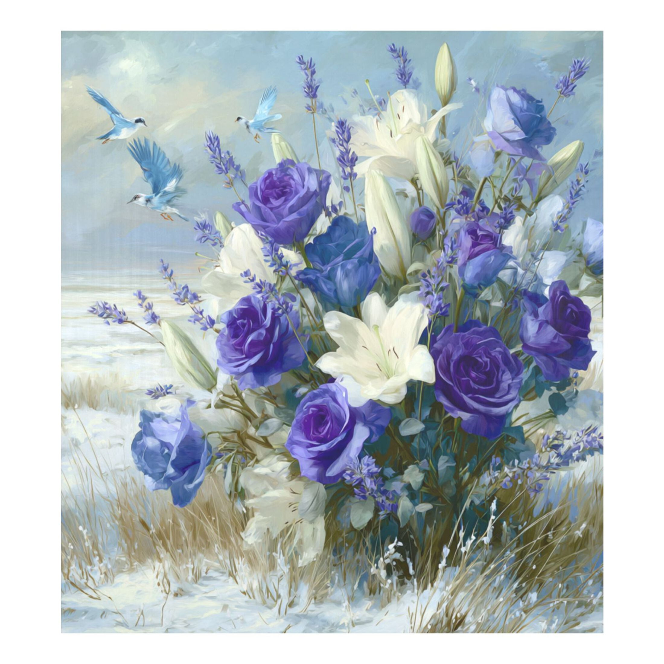 Dishwasher Magnetic Refrigerator Magnet Cover Sticker Home Decorative 23"x26" Wild Purple and White Roses