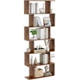 thumbnail image 2 of Bookshelf  Geometric Bookcase S Shaped Book Shelves Unit for Living Room  Tier Tall Decorative Display Shelf for Bedroom  Study Room  Rustic, 2 of 6