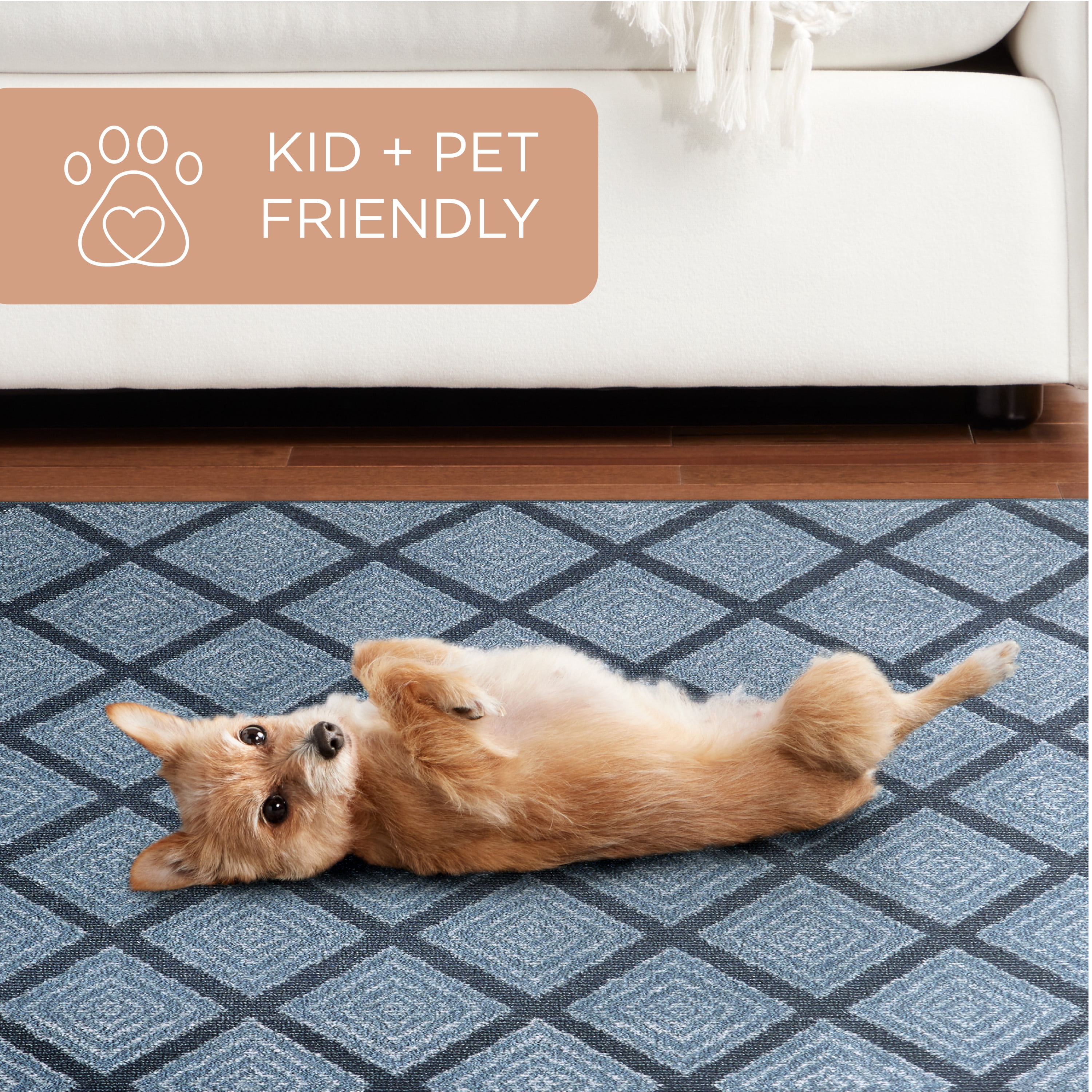 TOWN & COUNTRY EVERYDAY Rein Solid Diamond Everwash® Washable Area Rug with Non-Slip Backing, Pet Friendly Rug, Beige, 5'2"x7'2"