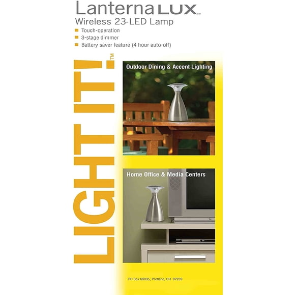 Light IT by Fulcrum 24414-130 23 LED Wireless Lanterna LUX Touch Lamp with Dimmer Setting, Silver