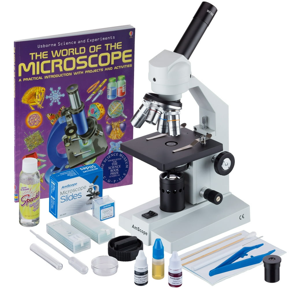 AmScope 40x2500x Advanced Home School Compound Microscope with Slide