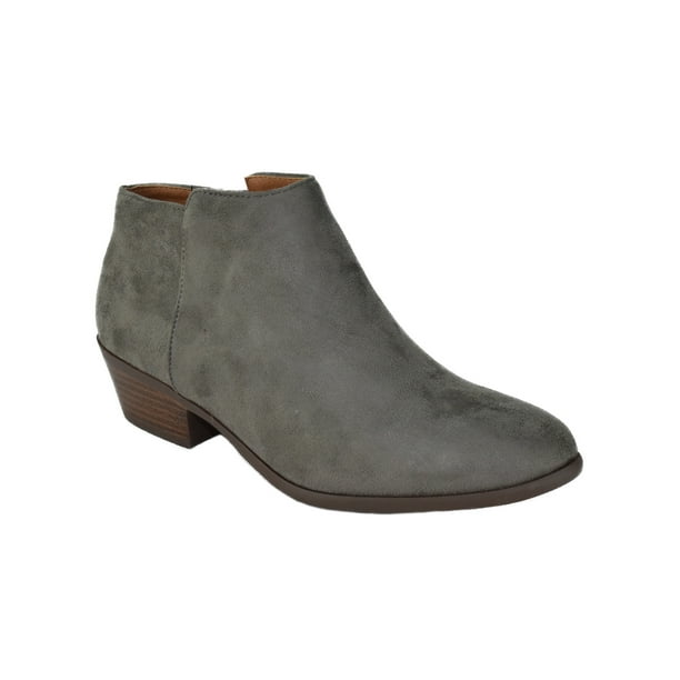 SODA - Mug Gray Suede Booties Soda Women Ankle Boots Small Short Heel Side Zipper 9 - Walmart