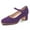 Purple, variant on YDN Women Lovely Closed Toe Low Block Heel Pumps Chunky Adjustable Strap Buckle Mary Janes Fashion Ballroom Dress Shoes Size 7 Red