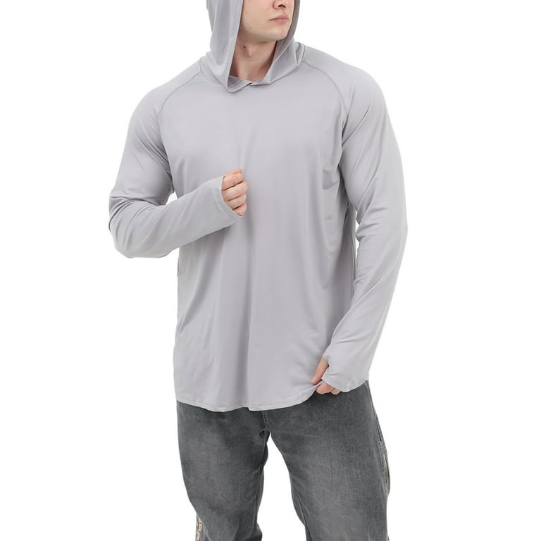 Mens Dry-Fit UPF 50+ Sun Shirt Hooded, Fishing Shirts for Men Long Sleeve, SPF Shirts for Men, Men's Rash Guard Shirts