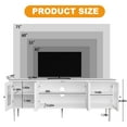 thumbnail image 3 of HLR 63" Modern Wood TV Stand with 3D Flower Pattern for TV Up To 75", Entertainment Center with Storage, White, 3 of 8