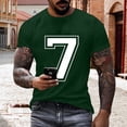 thumbnail image 2 of Feancey Number 7 T-Shirt Unisex Short Sleeve Varsity Shirt Sports Team Jersey 7th Birthday Gifts Tops for Men and Women Army Green L, 2 of 7