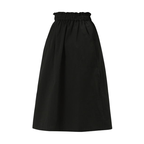 Falda de algodón Allegra K Vintage Campesina Negro S