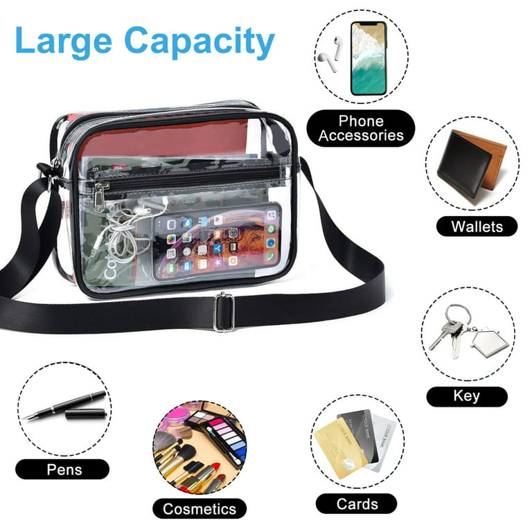 Clearworld Clear Bag Stadium Approved,Clear Crossbody Purse Bag for women  and men,Clear Crossbody Messenger Shoulder Bag with Adjustable Strap for  Concerts, Festivals, Sports Events - Yahoo Shopping