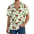 thumbnail image 7 of Lsque Cute Bear print Men's Cuban Collar Short Sleeve Shirt Summer Beachwear Casual Button Down Fashionable Vacation Leisure Shirt-Small, 7 of 7
