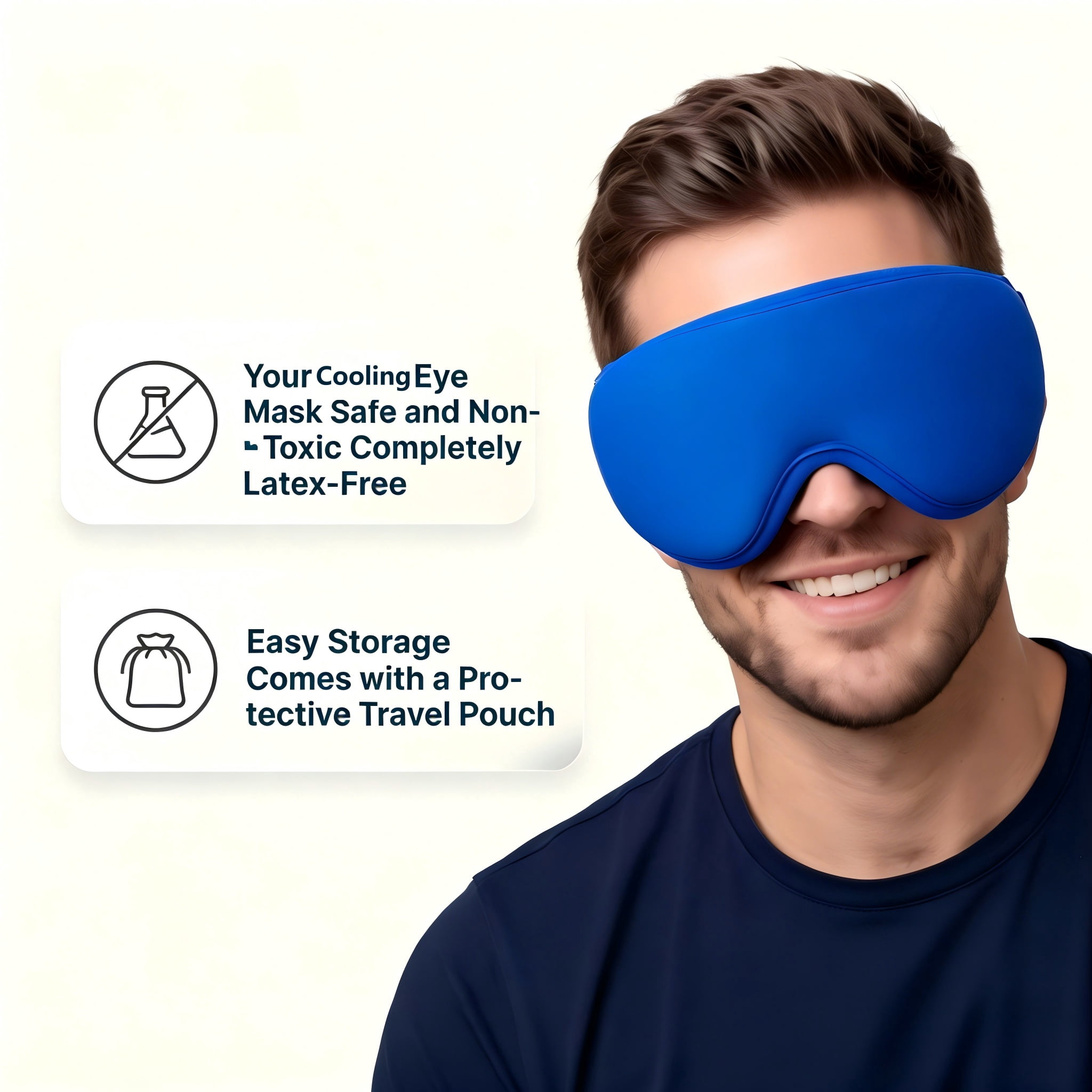 Contoured Eye Mask for Puffy Eyes: Cooling Gel Ice Compress for Dark Circles, Sinus Pain & Eye Strain, Reusable Cold Relief, Fits All Head Sizes, Daily Eye Care