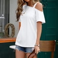 thumbnail image 3 of Camiseta con hombros descubiertos para mujer, Top informal de verano tipo holgado a la moda para uso diario, 3 of 6