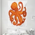 thumbnail image 1 of Octopus Tapestry, Octopus Pattern Illustration Underwater World Wild Nature Themed Artwork Print, Wall Hanging for Bedroom Living Room Dorm Decor, 60W X 80L Inches, Orange White, by Ambesonne, 1 of 2