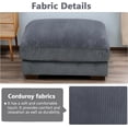 thumbnail image 4 of Dark Grey Corduroy Ottoman Footrest, Soft Upholstered Square Foot Stool with Wood Legs, Multi-Purpose Footrest for Living Room Bedroom, 4 of 5