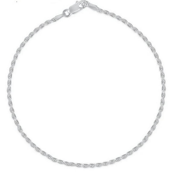Solid 925 Sterling Silver 7" Diamond Cut Rope Chain Bracelet – 2MM Made in Italy Women & Men With a Gift Box