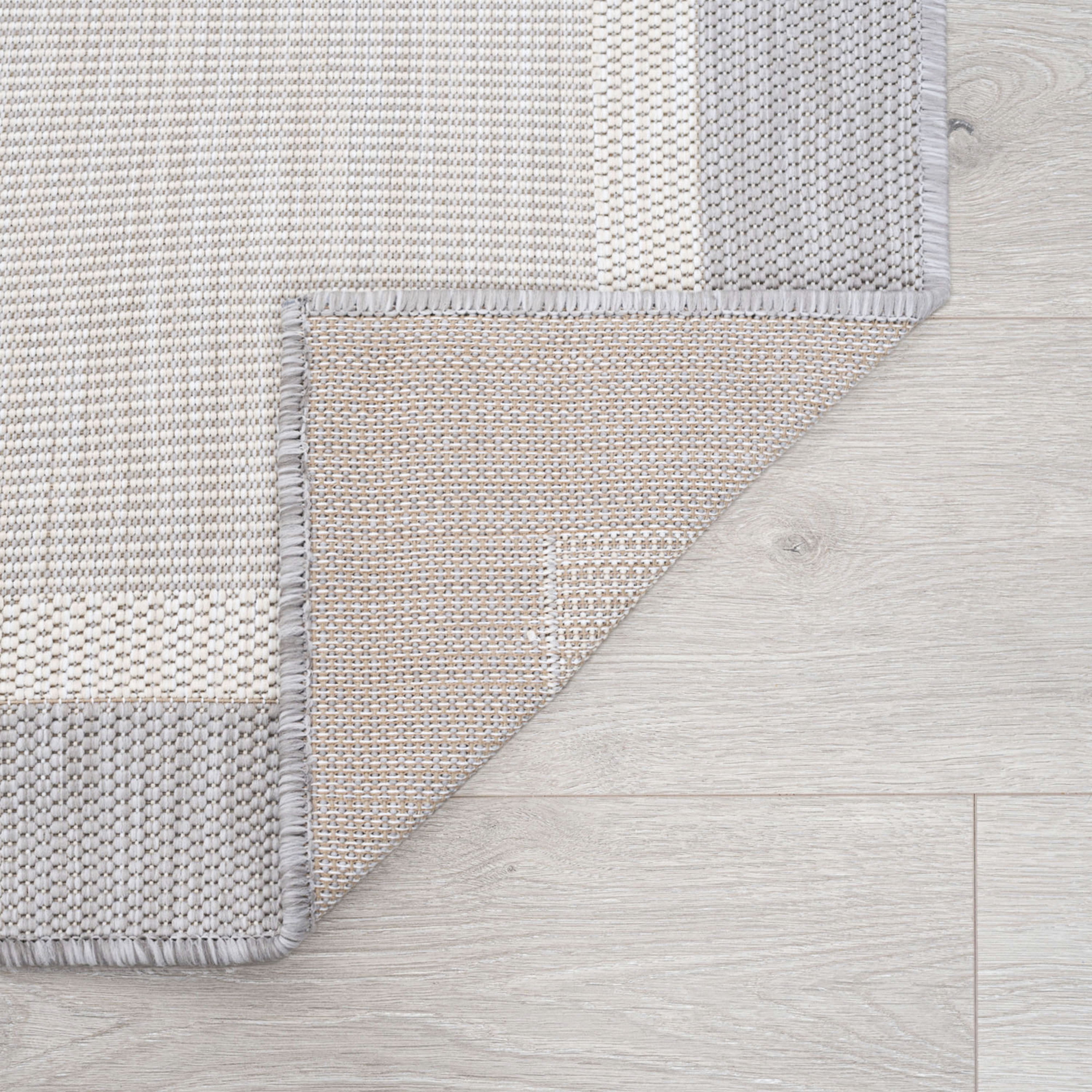 Bliss Rugs Solid Border Indoor Outdoor Rug Water Resistant Runner Rug for Patio, Hallway, Entryway, Deck, Gray ,2' x 8'