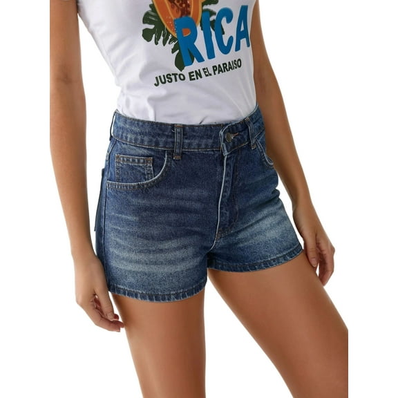 High Waist Destroyed Denim Shorts