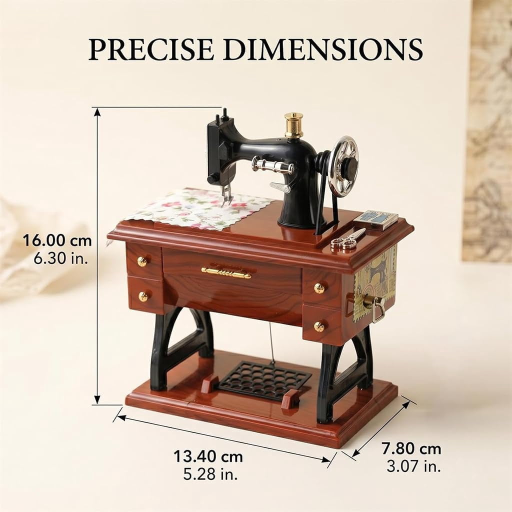 Vintage Mini Sewing Machine Music Box, Musical Sewing Machine, Table Desk Home Decoration, for Mom, Wife, Grandma, Friends, Quilters, Sewing Lovers Christmas Anniversary Birthday Gifts (Large)