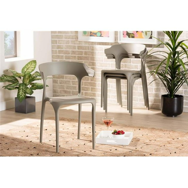 Baxton Studio AY-PC09-Beige Plastic-DC Gould Ensemble de Chaises de Salle à Manger en Plastique Transformable Moderne, Beige - 4 Pcs