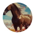thumbnail image 2 of Awypu  Animal Horse Flower Round Fitted Tablecloth with Elastic Edge Fitted Table Cloth for Round Table Circular Table Cover Waterproof Wipeable Round Elastic Table Cloth White, 2 of 7