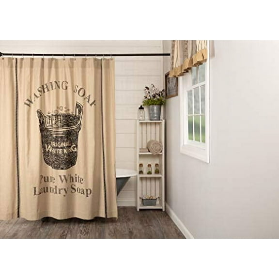 VHC Brands Valley Farms Farmhouse Wooden Soap Tub Shower 72" x 72"