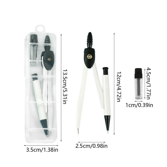 Rkxzt Metal Compasses,Metal Drawing Compass Set with Ruler and Fine-Tuning Knob 5-30cm Circles Geometry Tool 1 Piece,Office Storage