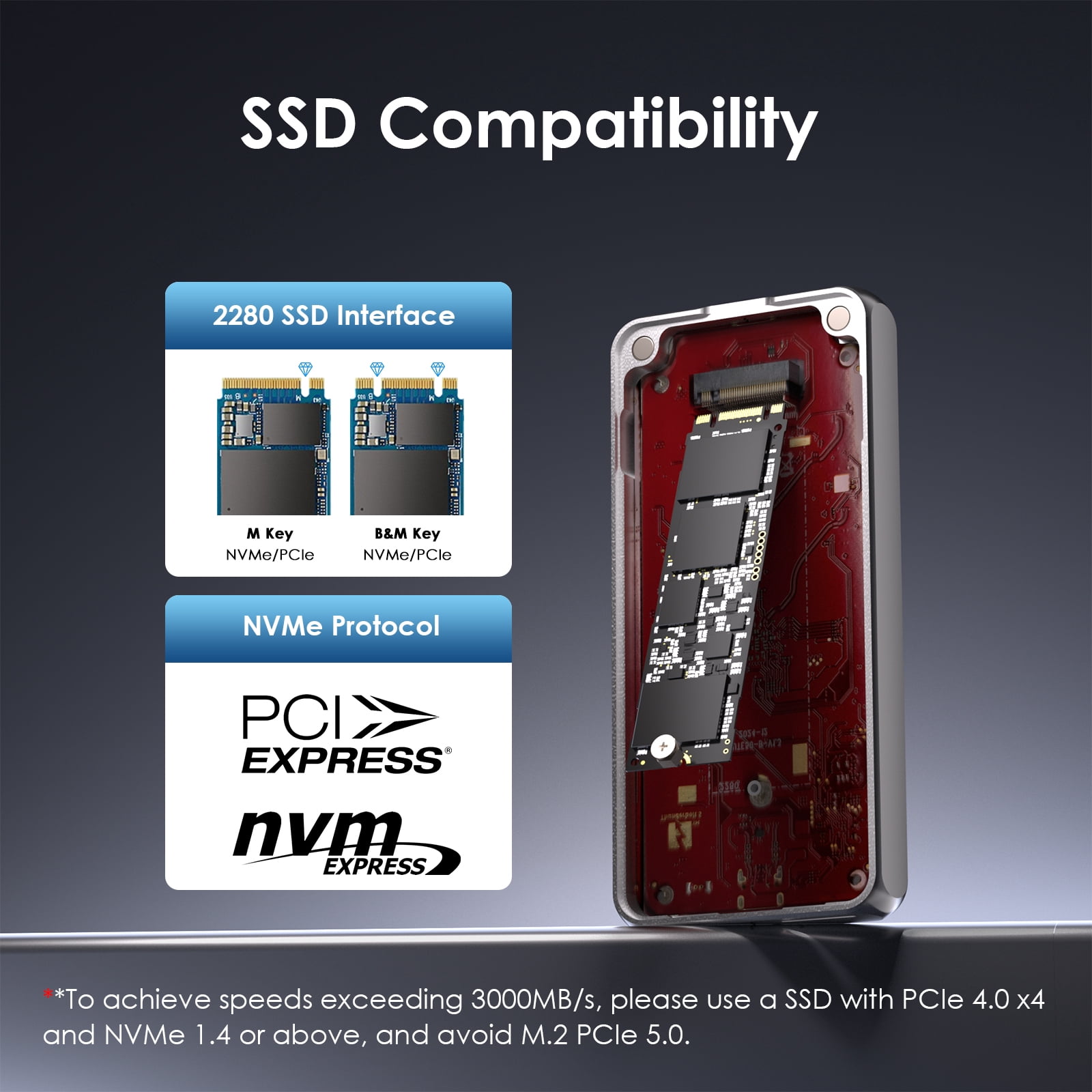 WAVLINK Thunderbolt 5/4 SSD Enclosure 80Gbps for USB4 V2 PCle Gen4 NVMe SSD Case, Support 6000MB/s Read & 5000MB/s Write Speed, Cooling Fan, Compatible with M4/M3/M2 Mac Laptops