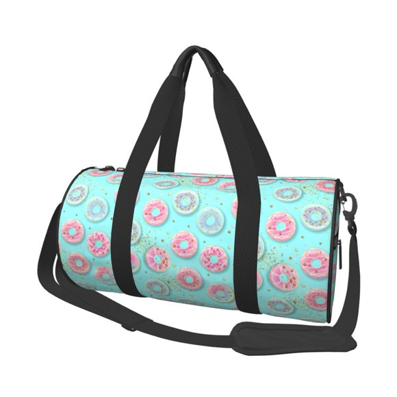 Fotbe Colorful Sweet Donuts Pattern Foldable Sports Gym Bag with Wet Dry Pocket, Travel Bag, Large Capacity Duffel Bag, Splash Proof Carry on Bag, Overnight Bag, Weekender Bag