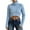 Blue, variant on UJNDER Knit High Neck Cropped Pullover Sweater Ribbed Pattern Long Sleeve Soft Warm Winter Casual Blue S
