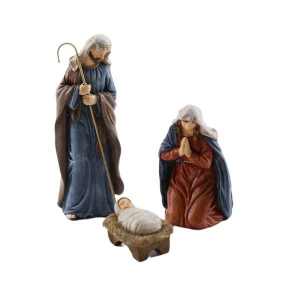 Religious Resins Holy Family Miniature Figurines Christmas Decorations Nativity Scene Statues Set For Home Table Display