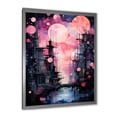 thumbnail image 2 of Designart "Luminous Night in Abstract Northern Pink III" Landscapes Framed Wall Art - Traditional Pink Northern Lights Hallway Framed Wall Art Decor, 2 of 6