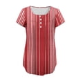 thumbnail image 4 of Pisexur Hauts de Printemps pour Femmes 2025, Hauts pour Femmes, Hauts de Sortie pour Femmes, Hauts pour Dames & Haut Décontracté à Manches Courtes Imprimé Col Rond Plissé Mode Vin, 2TG, 4 of 7