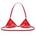 thumbnail image 4 of TiaoBug Men's Lace Unlined Mini Bra Tops Whisper Bralette Wire-Free Halter Neck Mini Bra Top Lingerie Red One Size, 4 of 5