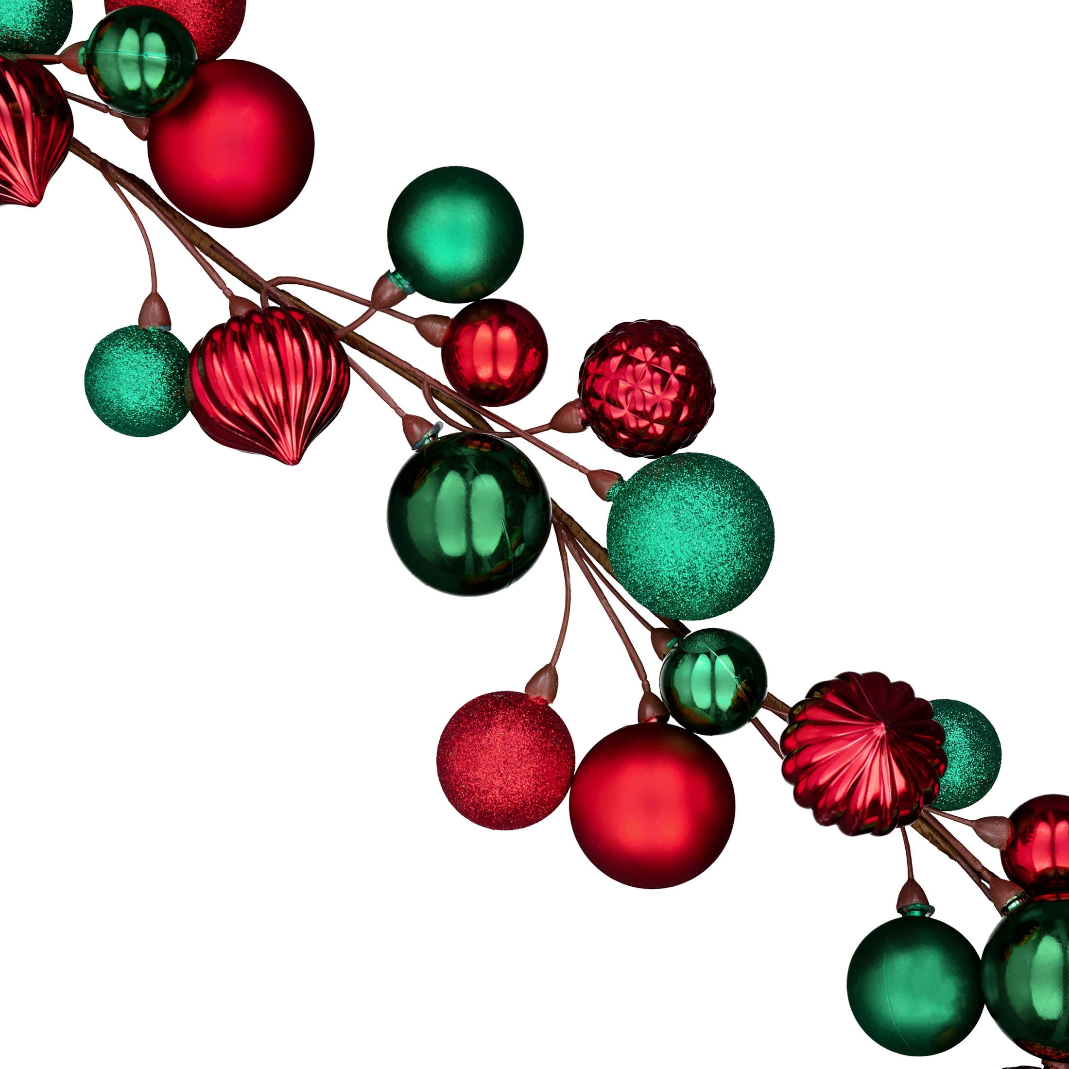 Ornament Branch Christmas Garland, Red and Green, 65", by Holiday Time