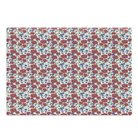 

Bee Cutting Board Summer Theme Vintage Floral Pattern with Blooming Red Poppies Cornflowers and Ladybird Decorative Tempered Glass Cutting and Serving Board Large Size Multicolor by Ambesonne